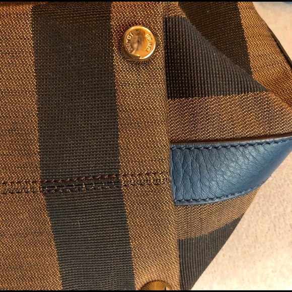 ‼️SOLD‼️ FENDI BLUE PEQUIN STRIPED CANVAS TOTE - Picture 5 of 8